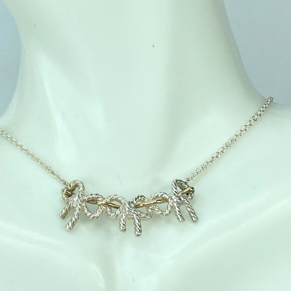 Tiffany & Co. Sterling silver 18K Triple Ribbon Bow necklace 18" JR9189
